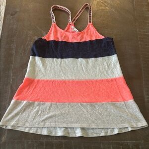 Moa Moa Coral Pink Tank Top with Patterned Straps